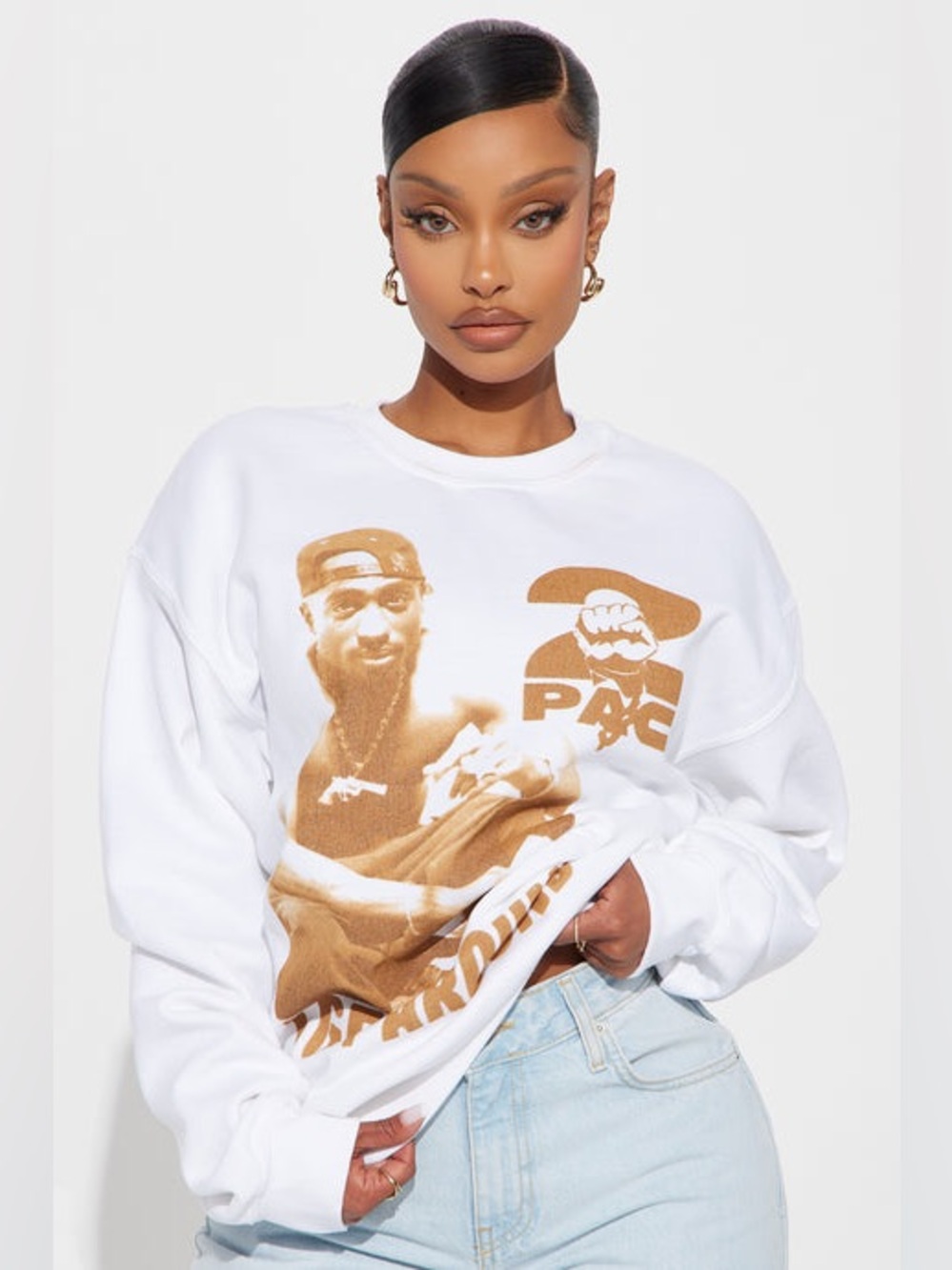 NWT TUPAC I GET AROUND CREWNECK SWEATSHIRT, WHITE, VARIOUS SIZES